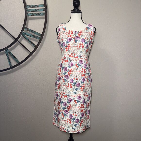 Ann Taylor Dress 2 NWT Floral Sleeveless Lined Sheath Career Wedding Guest - Picture 3 of 7
